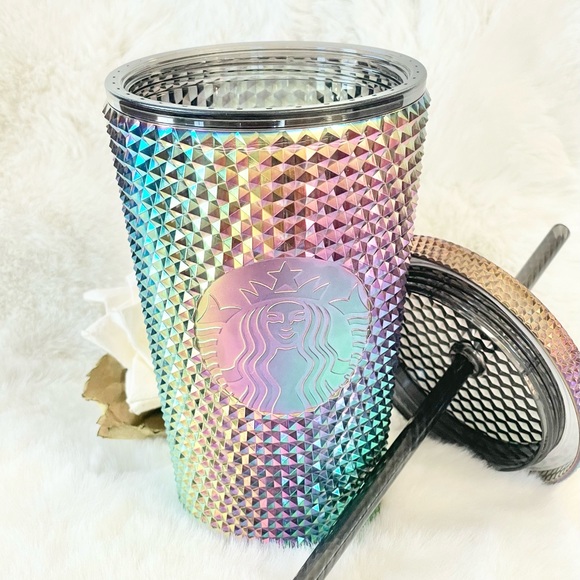 New with tags STARBUCKS IRIDESCENT, TEXTURED 16oz CUP with matching Straw #gift - Picture 5 of 6